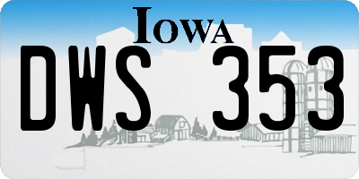 IA license plate DWS353