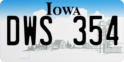 IA license plate DWS354