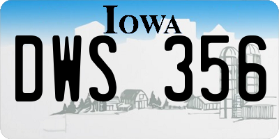 IA license plate DWS356