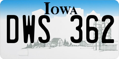 IA license plate DWS362
