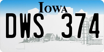 IA license plate DWS374