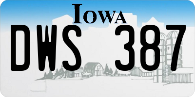IA license plate DWS387