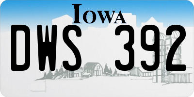 IA license plate DWS392