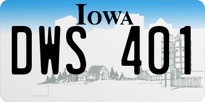 IA license plate DWS401