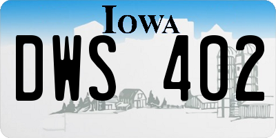 IA license plate DWS402