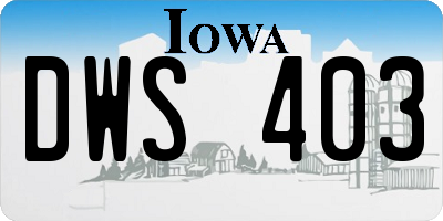 IA license plate DWS403