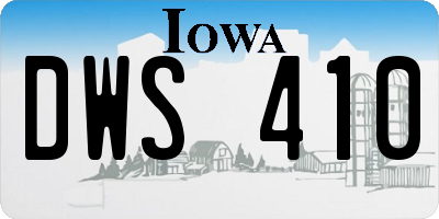 IA license plate DWS410