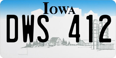 IA license plate DWS412