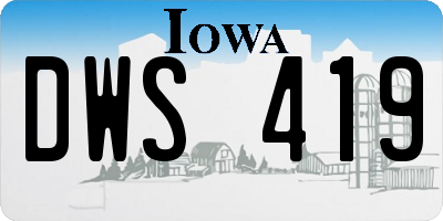 IA license plate DWS419