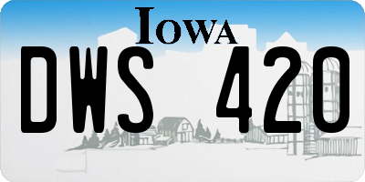 IA license plate DWS420