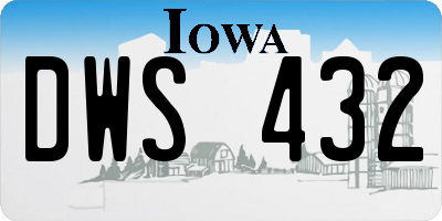 IA license plate DWS432