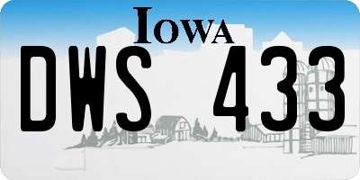 IA license plate DWS433