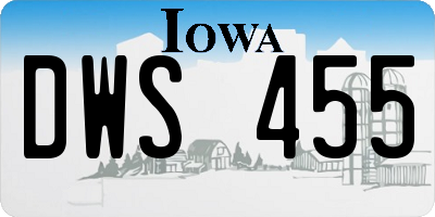 IA license plate DWS455