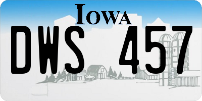 IA license plate DWS457