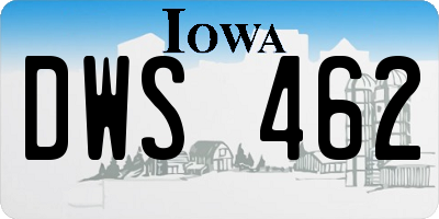 IA license plate DWS462