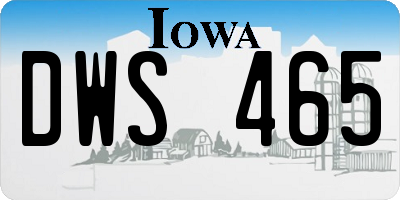 IA license plate DWS465