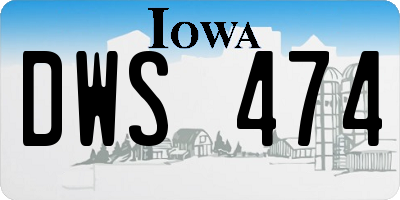 IA license plate DWS474