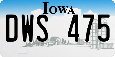 IA license plate DWS475