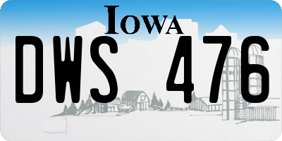 IA license plate DWS476