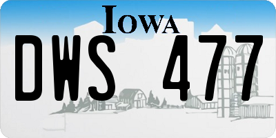 IA license plate DWS477