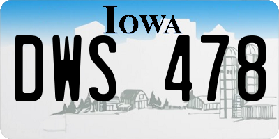 IA license plate DWS478
