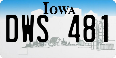IA license plate DWS481