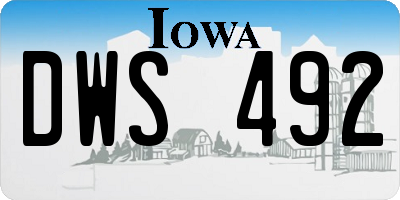 IA license plate DWS492