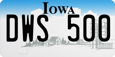 IA license plate DWS500
