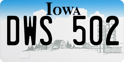 IA license plate DWS502