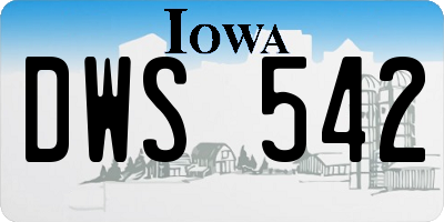 IA license plate DWS542