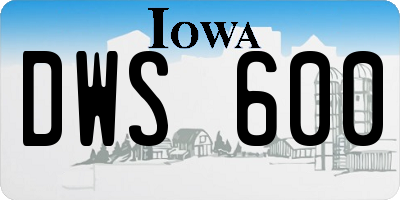 IA license plate DWS600