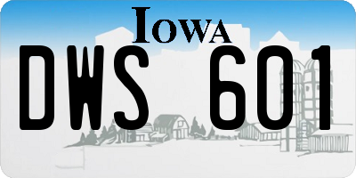 IA license plate DWS601