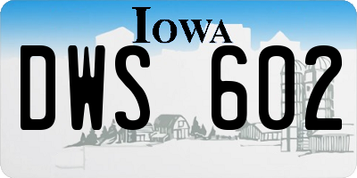 IA license plate DWS602