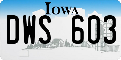 IA license plate DWS603