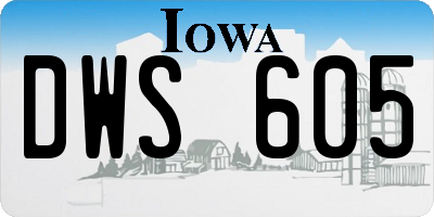IA license plate DWS605