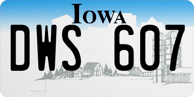 IA license plate DWS607