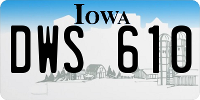 IA license plate DWS610