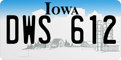 IA license plate DWS612