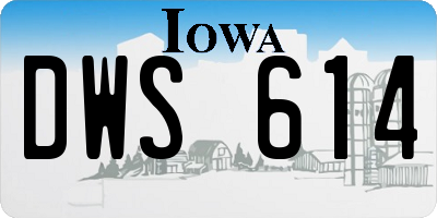 IA license plate DWS614