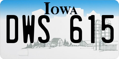IA license plate DWS615