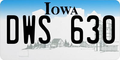 IA license plate DWS630