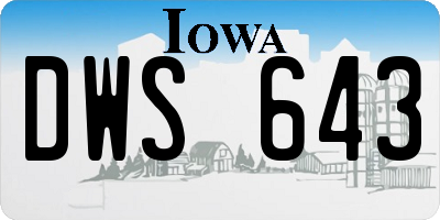 IA license plate DWS643