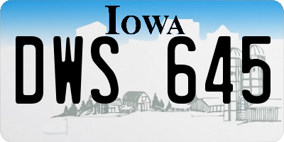IA license plate DWS645