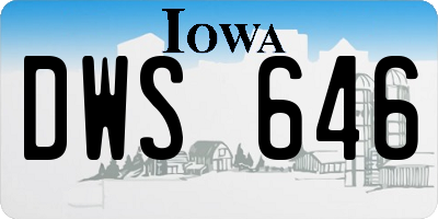 IA license plate DWS646