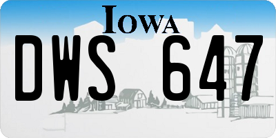 IA license plate DWS647