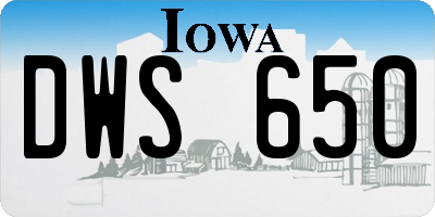 IA license plate DWS650