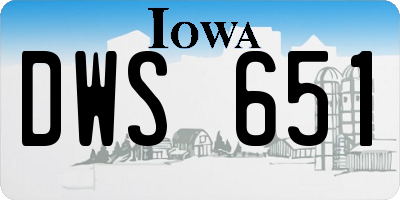 IA license plate DWS651