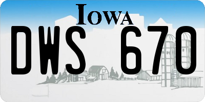 IA license plate DWS670