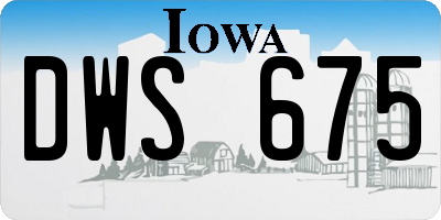 IA license plate DWS675