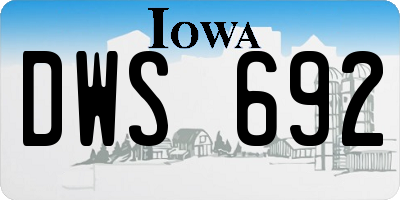 IA license plate DWS692